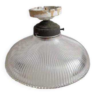 Vintage holophane glass pendant light