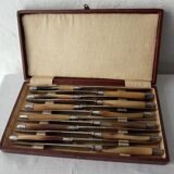 Box 12 old table knife blade steel blade Virole Louis XVI horn handle