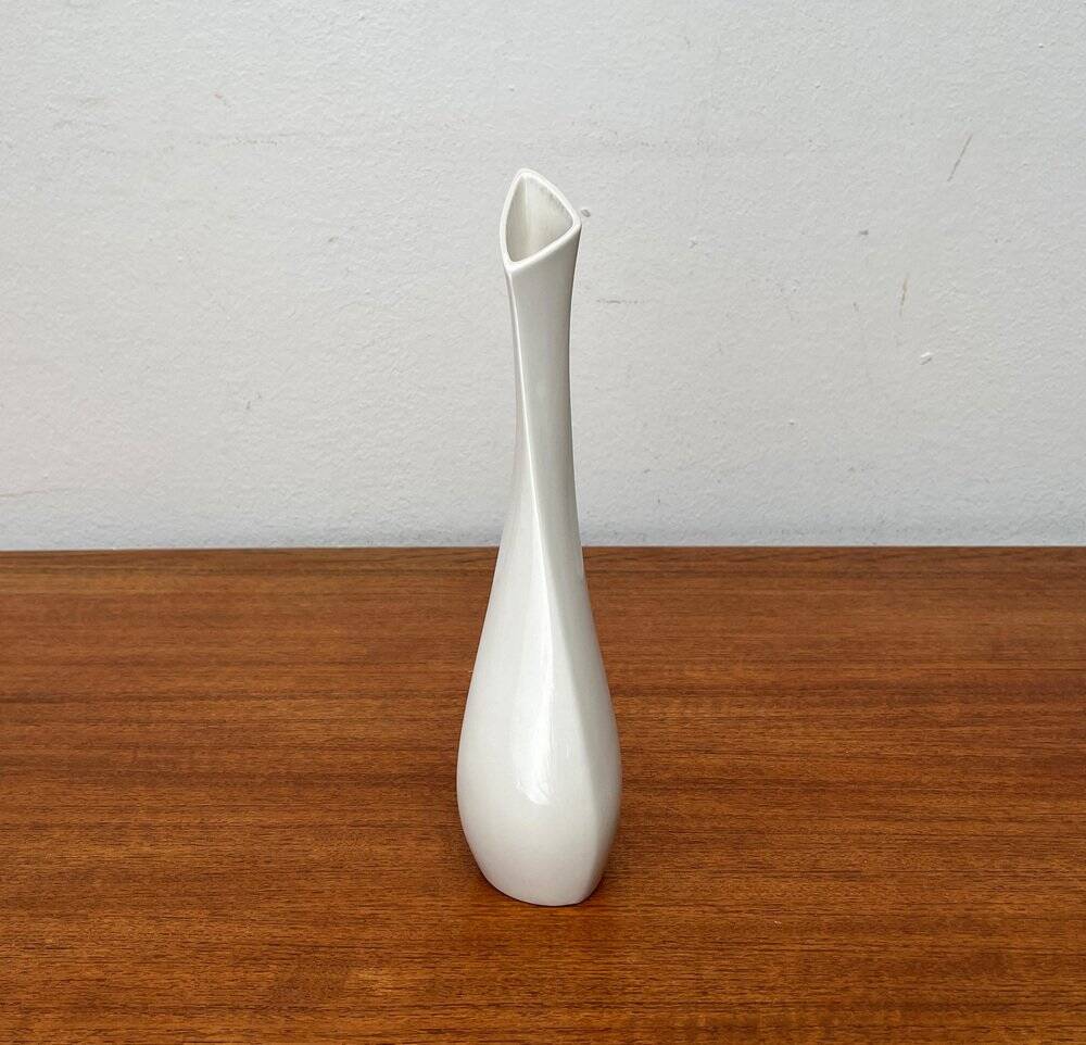 White sculptural German vase from the mid-century by Peter Müller for Sgrafo Modern, 1960s.
