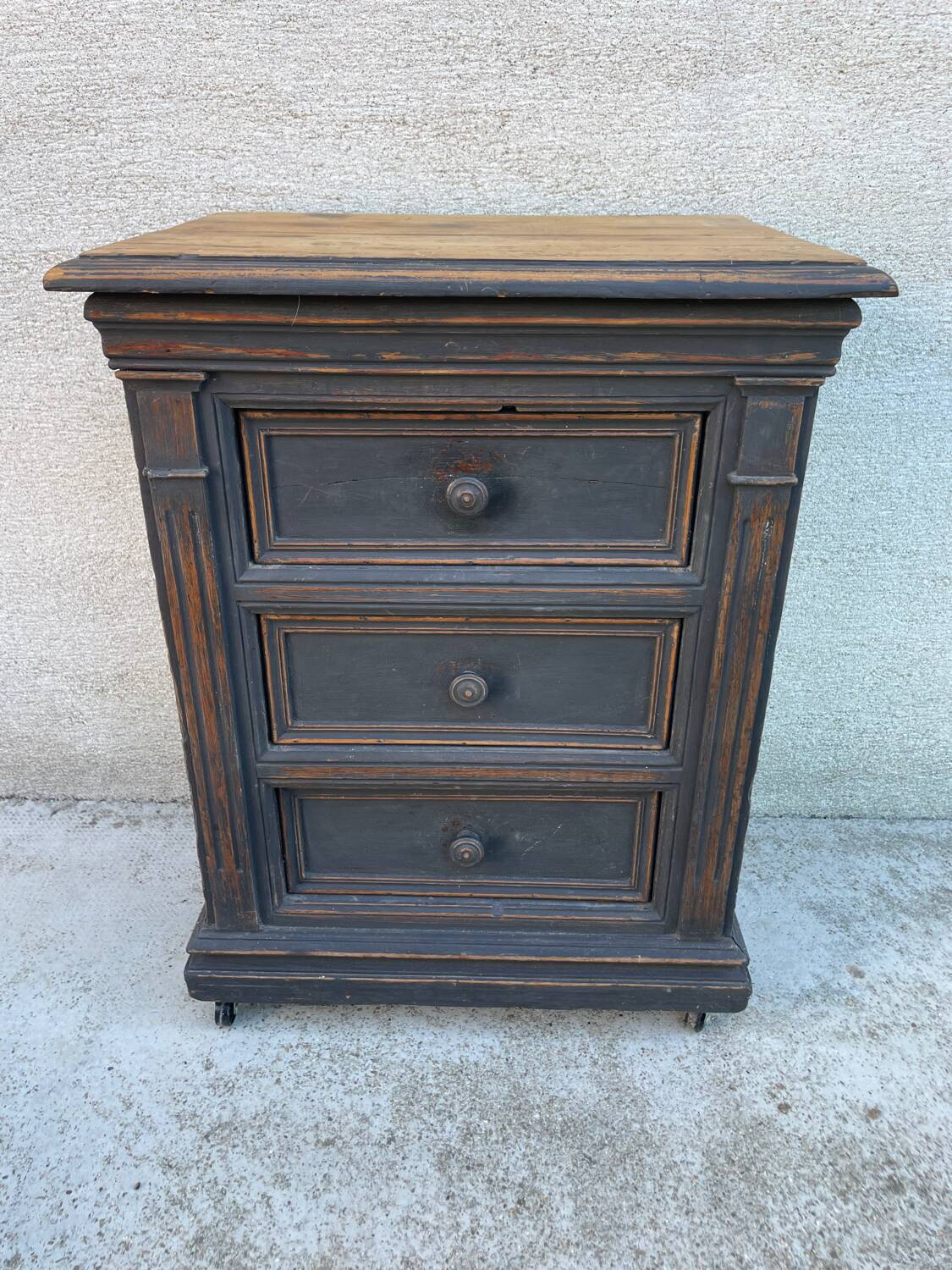 Small occasional console bedside cabinet in old Napoleon oak