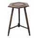 Vintage Table d'Appoint Tripode Polygone Sculpté à la main Tourné en bois massif Travail manuel Grün