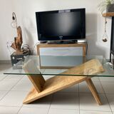 Table basse verre et chene