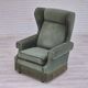 1970s, Danish wingback armchair, original condition, furniture velour, beech wood.