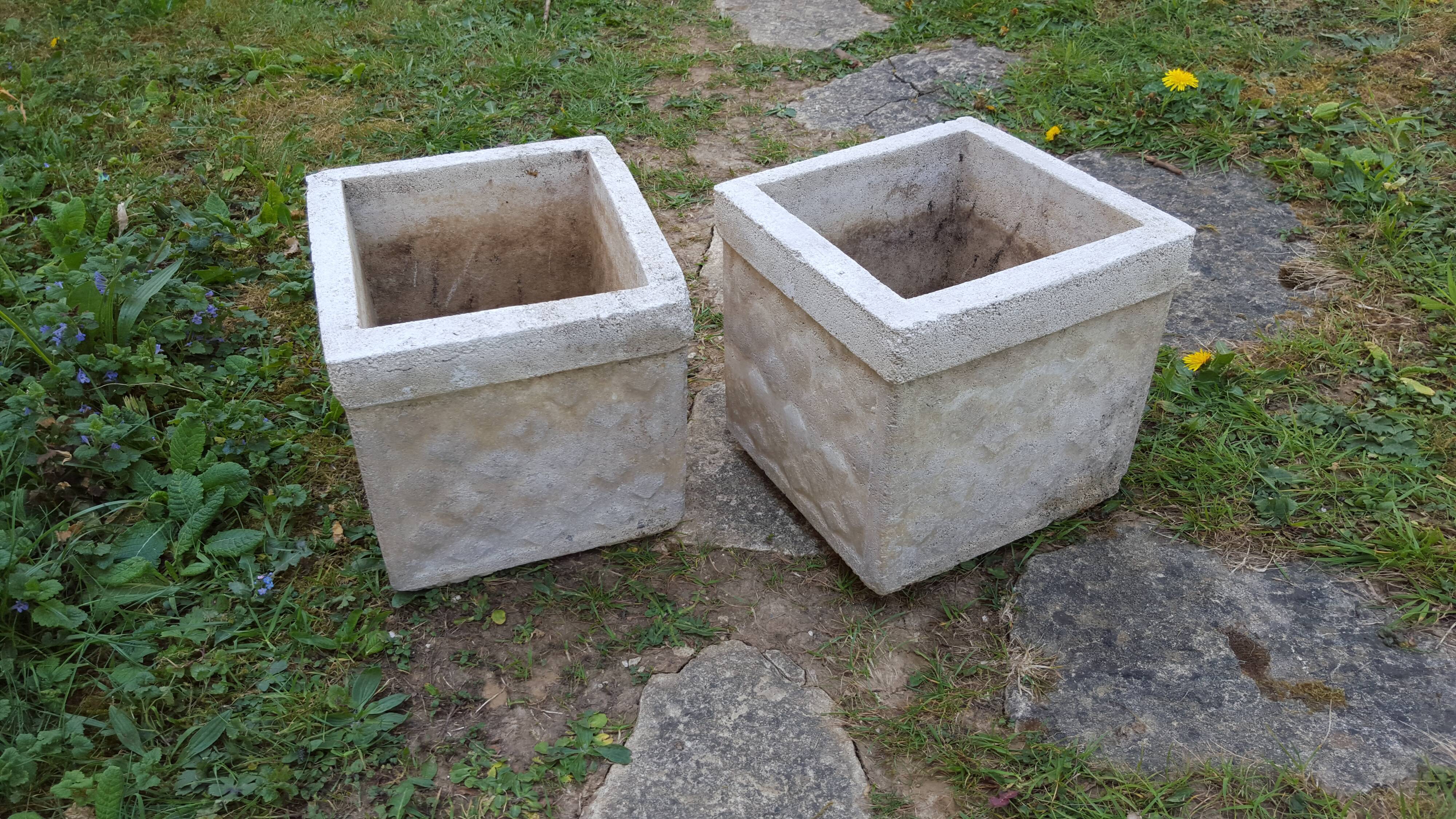 Paire de jardinières cubiques vintage 1960