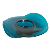 Bougeoir tordu en verre bleu