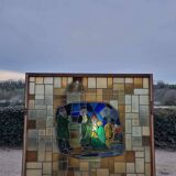 Large signed stained glass window