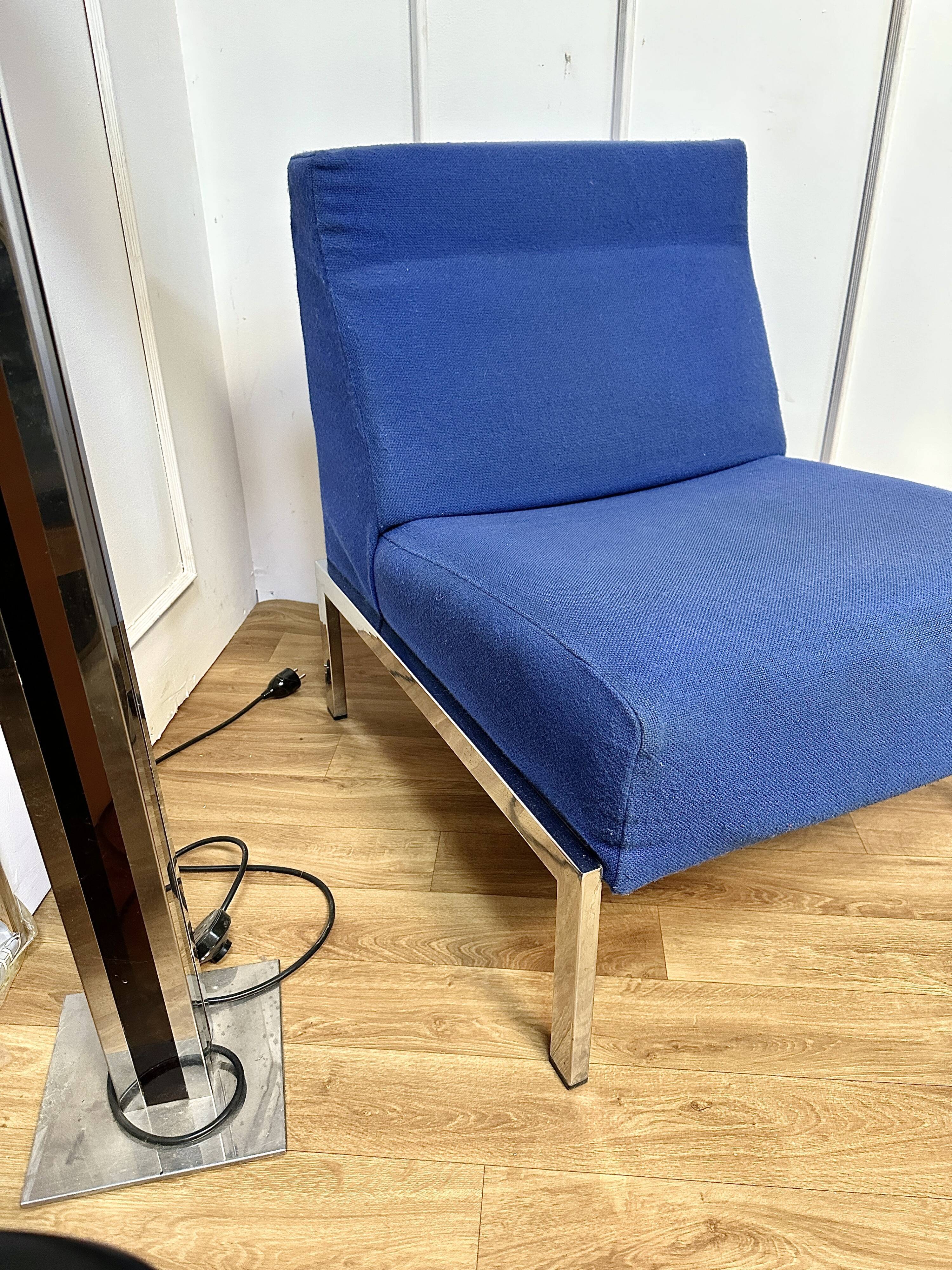 Pair of blue fabric design seats