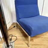 Paire de chauffeuses design tissu bleu