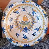 Large earthenware bowl decorated in the Rouen/Moustiers style.