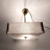 Square perspex ceiling lamp and gilded brass 1960.