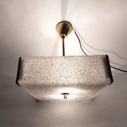 Suspension perspex carré et laiton doré 1960