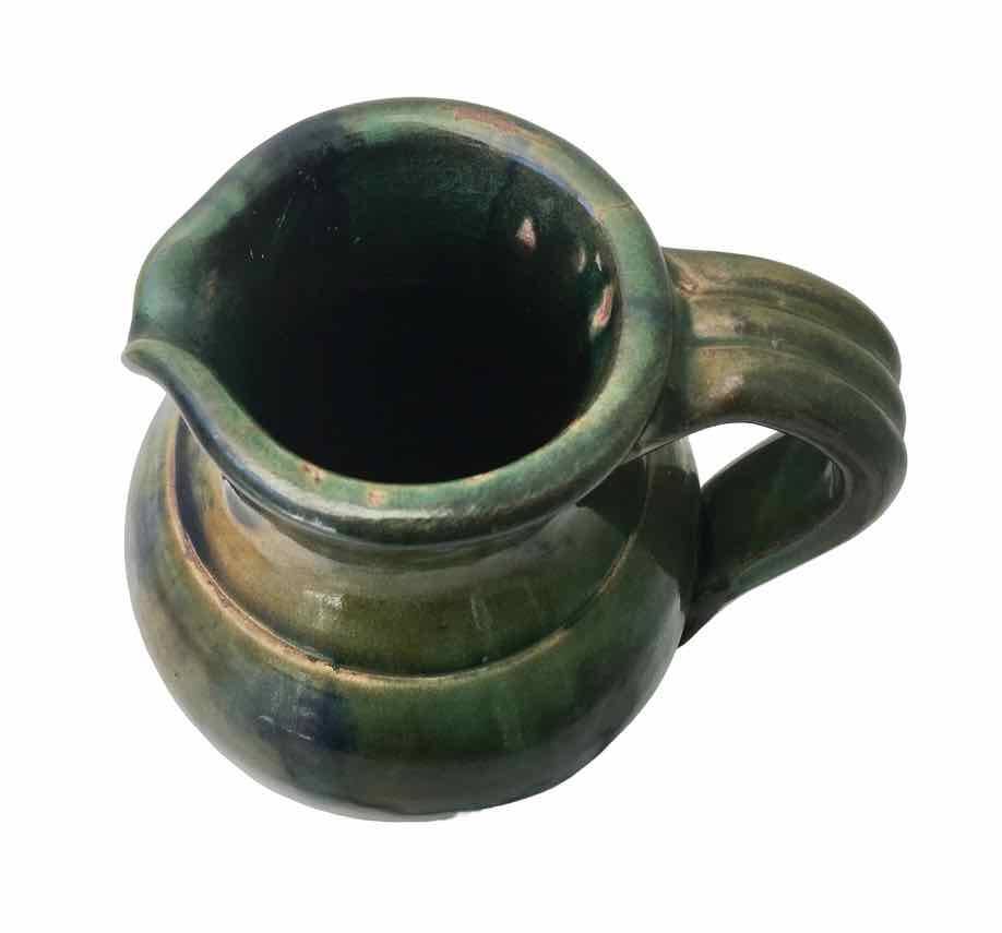 Vintage enameled terracotta pitcher