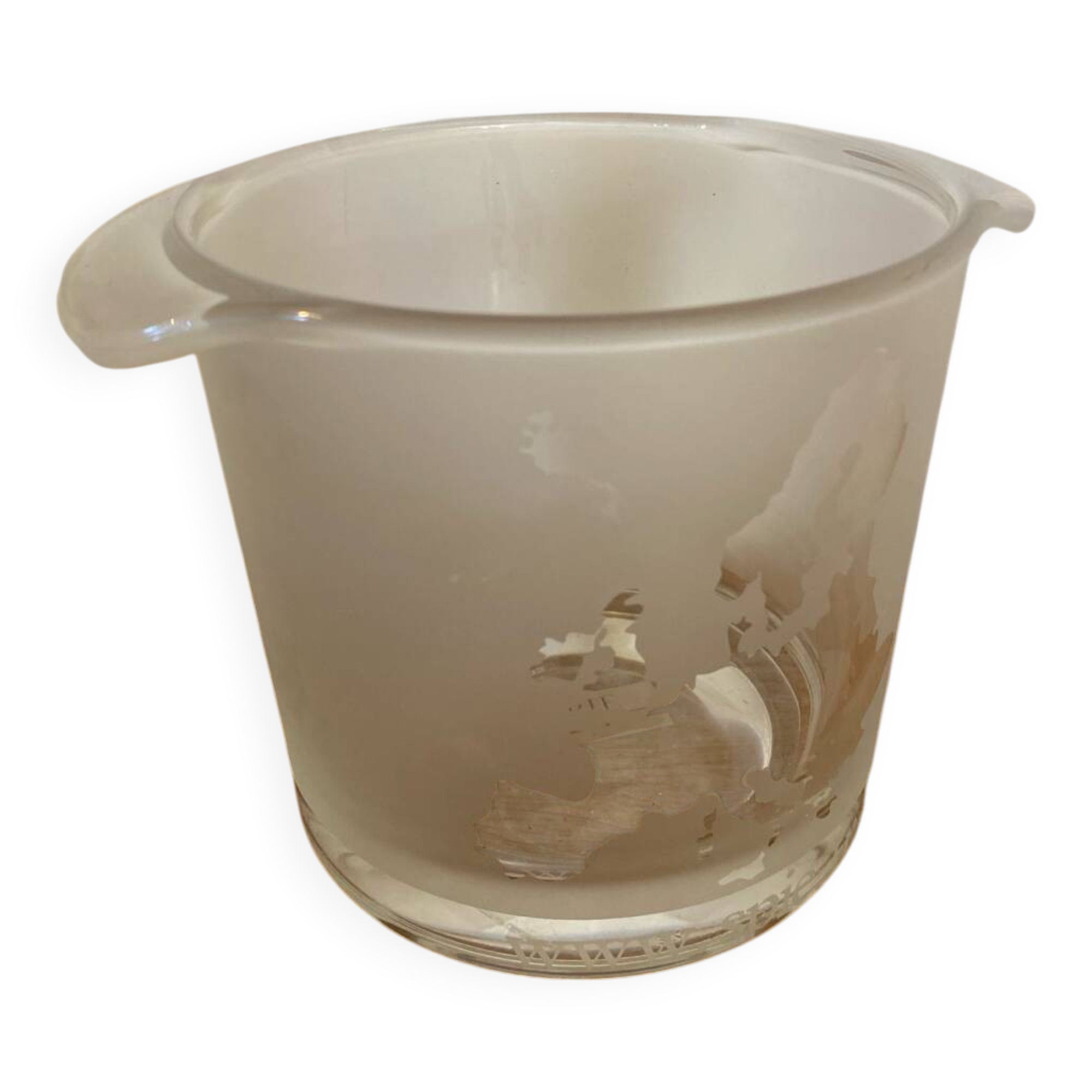 Seau A Glace Ancien SPIE Verre Moulé Carte Europe Vintage