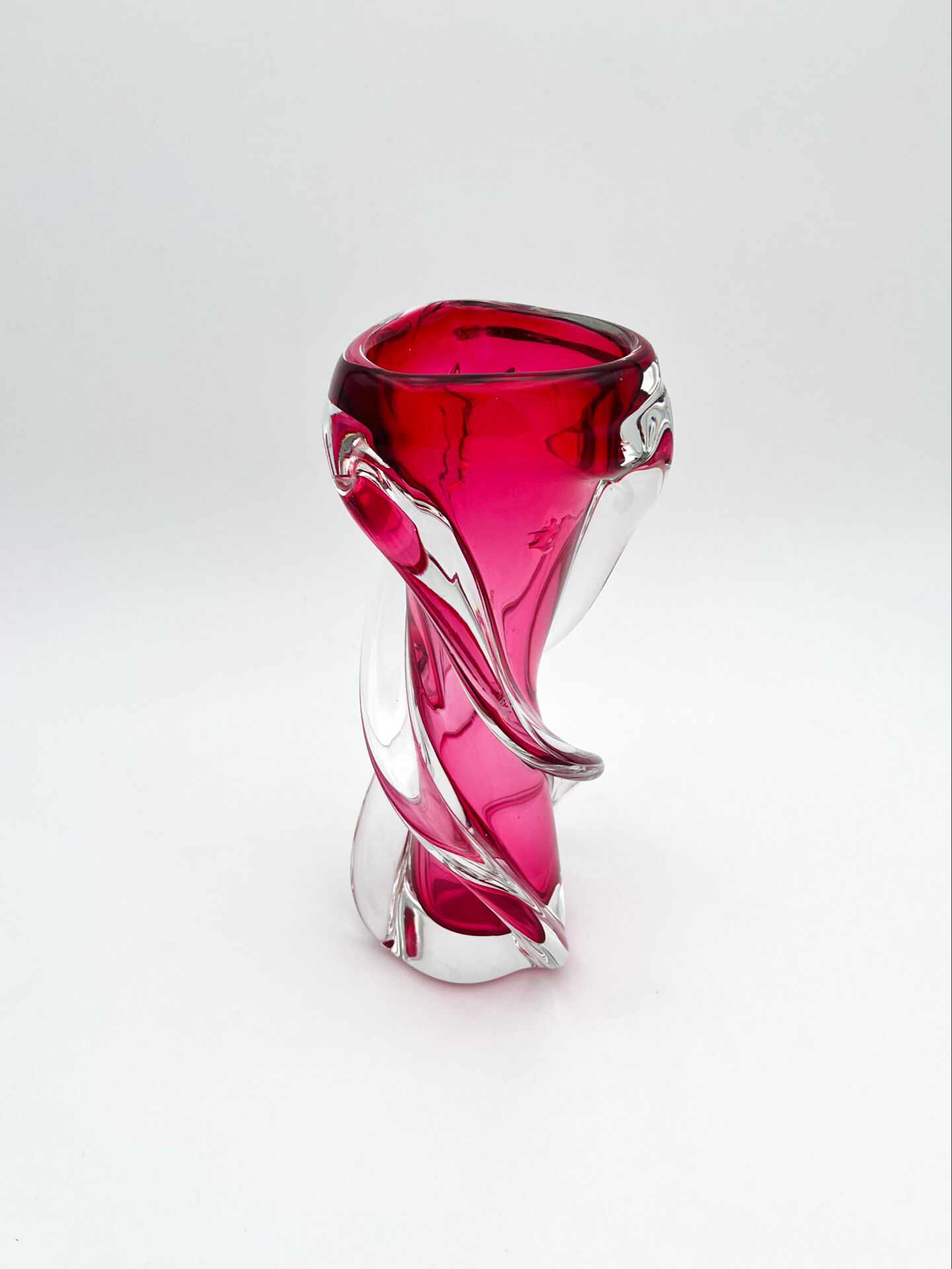 Twisted Murano Vase Sommerso Rose Italian Design 1960s