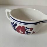 Antique Gien gravy boat – red & blue floral decoration – opaque porcelain