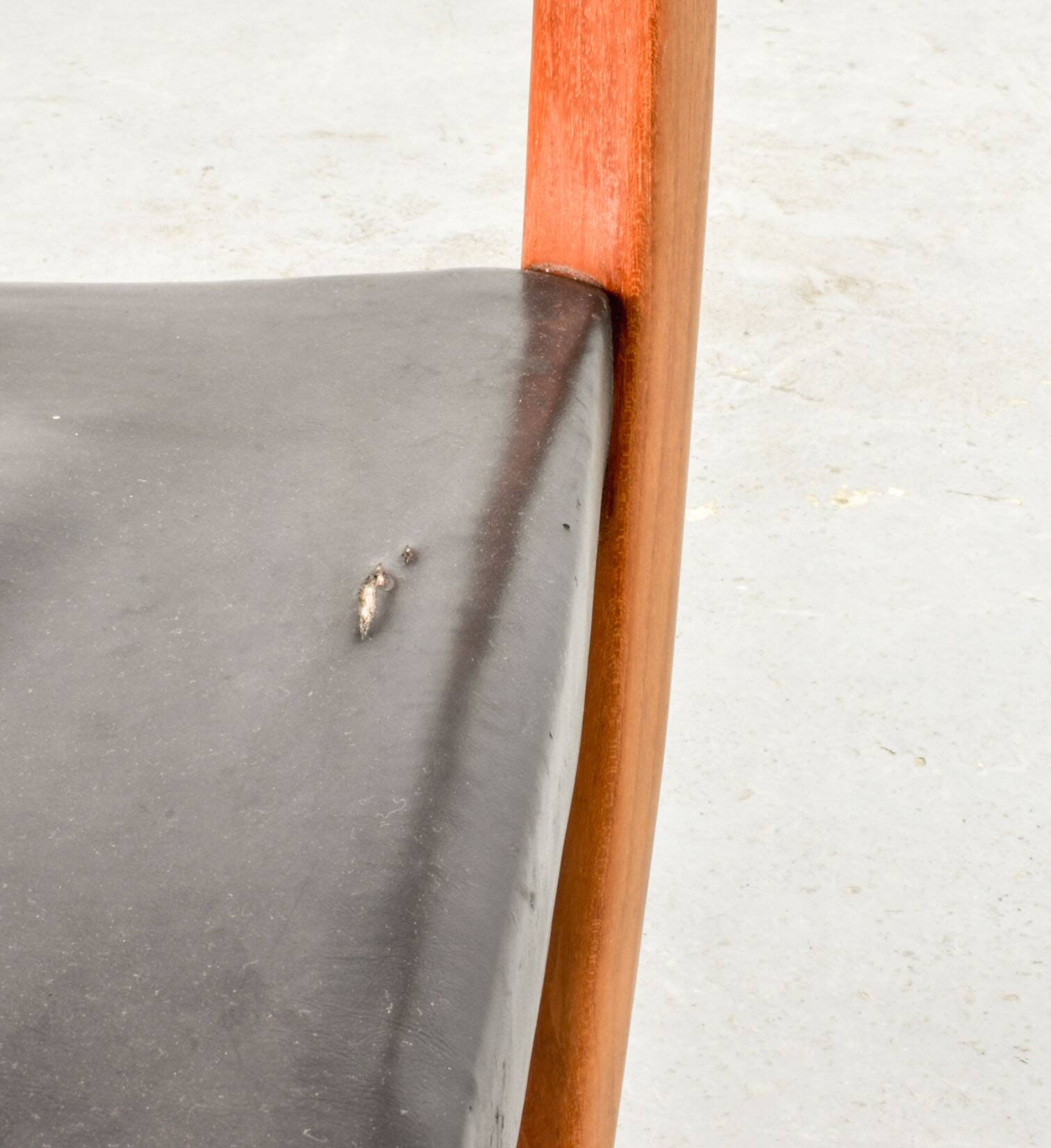 Niels Otto Moller Style Solid Teak Wood Dining Chairs with Leatherette 50s