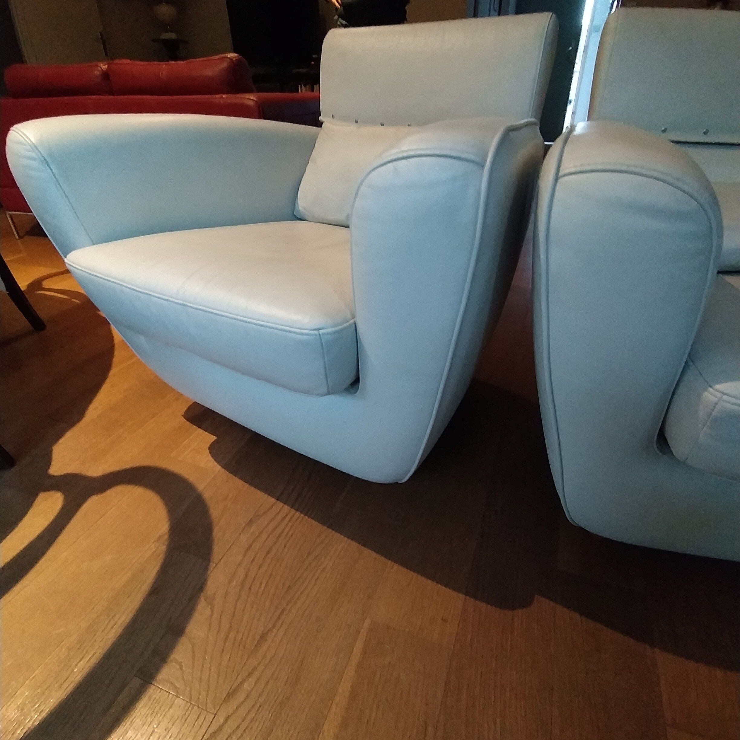 Pair of leather armchairs Ligne Roset tichka didier gomez
