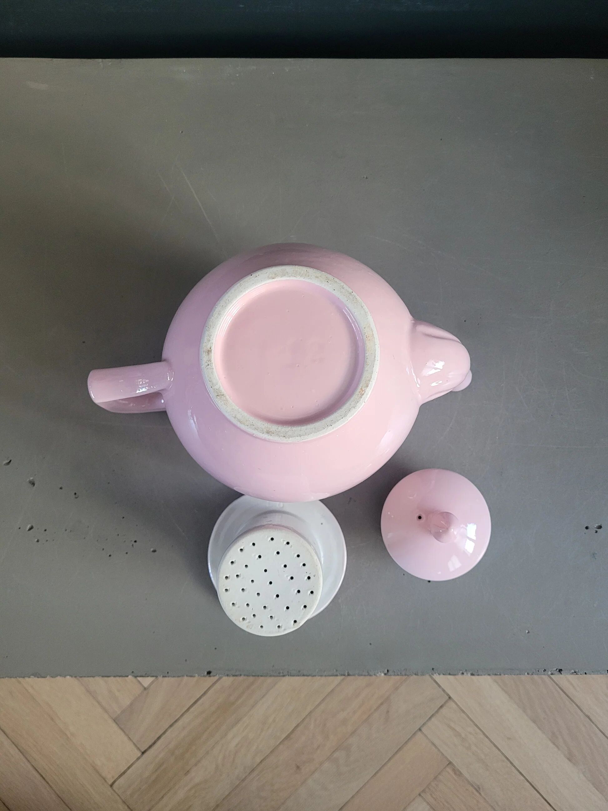 Antique pink porcelain teapot with filter - 1.5L - Ref 886