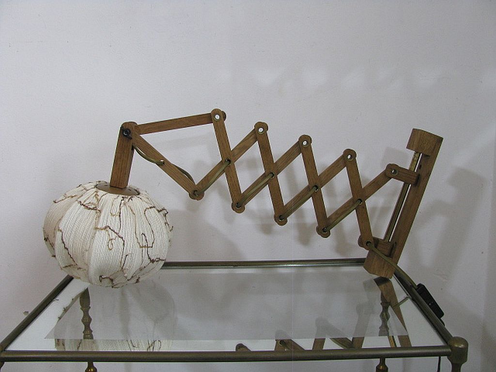 Applique murale/lampe à ciseaux. Holz Teak , Linus Bopp Limbach. Années 1970