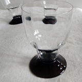 Series of 4 antique glasses with liqueur or port Art Deco Blown glass Purple foot