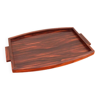 Art deco serving tray rosewood veneer / side handles