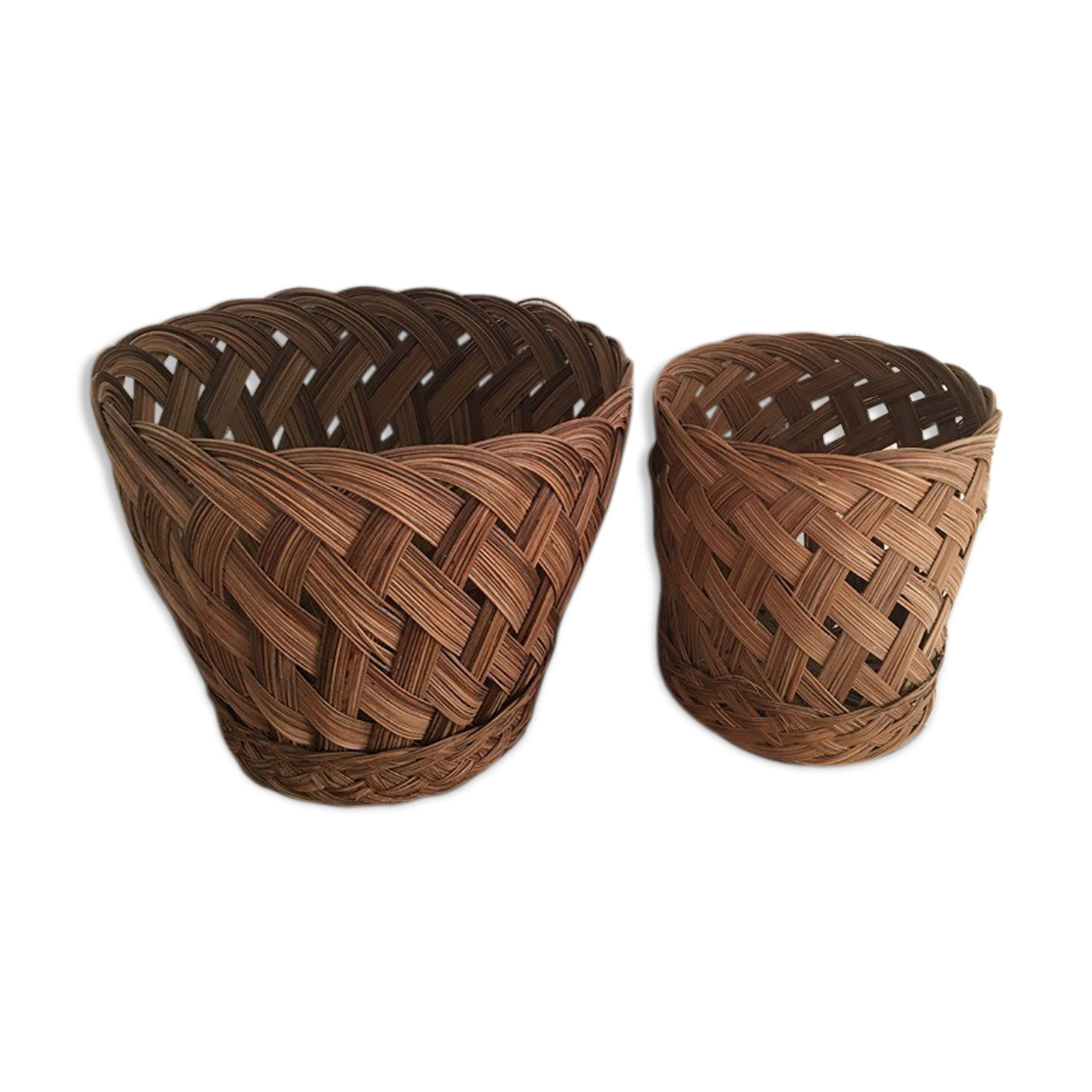 Two matching wicker pot covers
