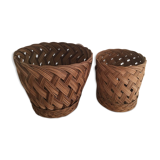 Two matching wicker pot covers