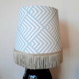 Bamboo ceramic lamp and fringed lampshade
