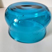 Coupe vintage en verre bullé bleu turquoise