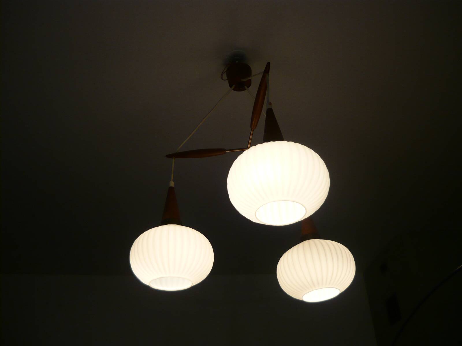 Teak pendant lamp by Louis Kalff 1950s