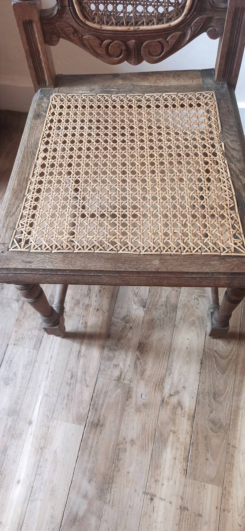 Duo of wooden and cane chairs / vintage cane chairs