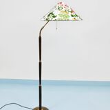 Lampadaire réglable en noyer et laiton des années 1940, Rupert Nikoll Vienne, Autriche, années 1950