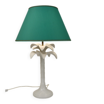 Lampe de table en faux bambou arbre de palmier blanc Tommaso Barbi, Italie, années 1970