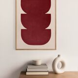 Abstract painting 50x70cm wine red signed Eawy