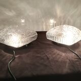 TWO PLAFONNIERS IN VERRE OF ANNEES 60