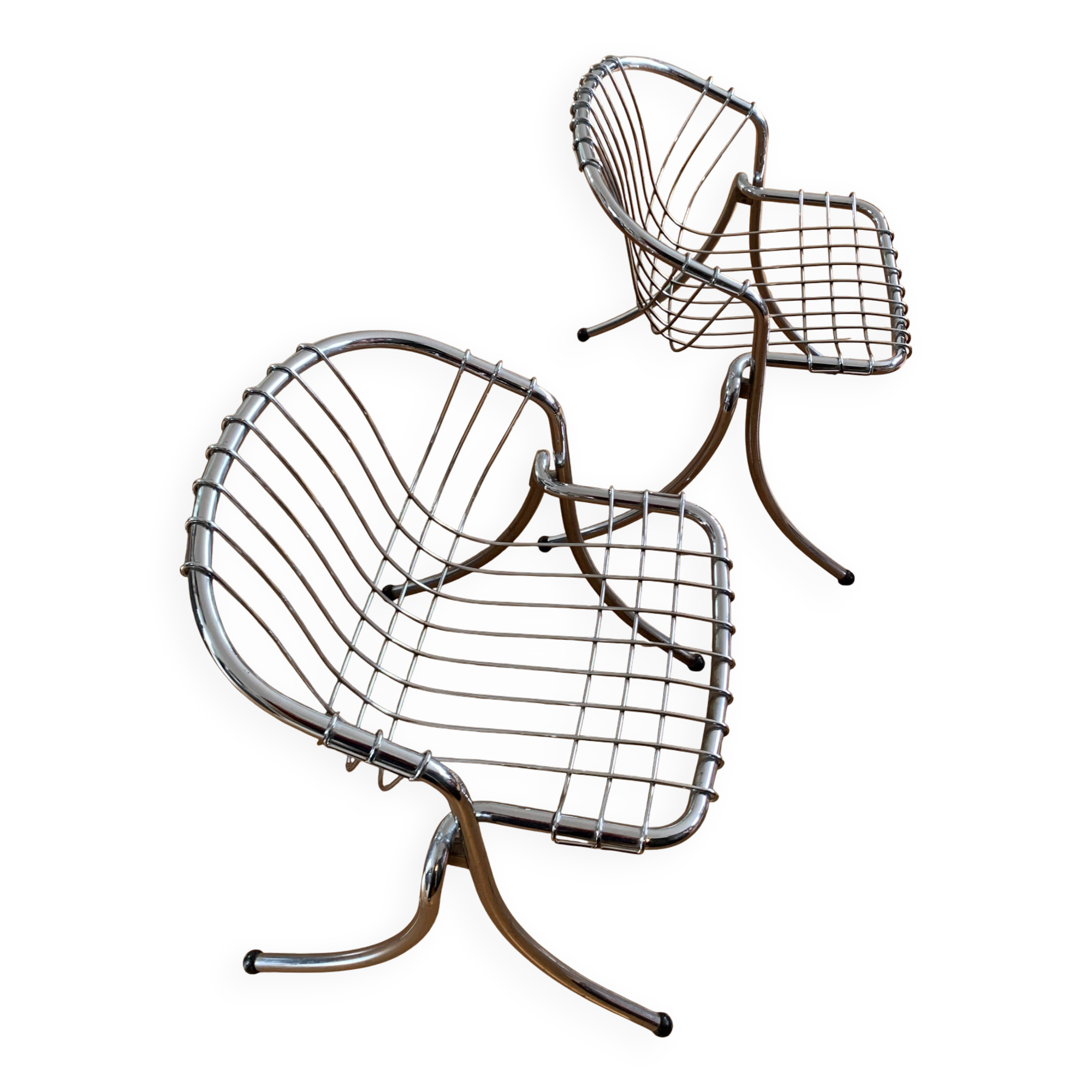 Paire de chaises " LYNN " fauteuils design Gastone Rinaldi éditée par RIMA