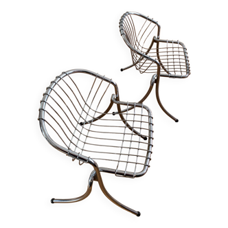 Paire de chaises " LYNN " fauteuils design Gastone Rinaldi éditée par RIMA