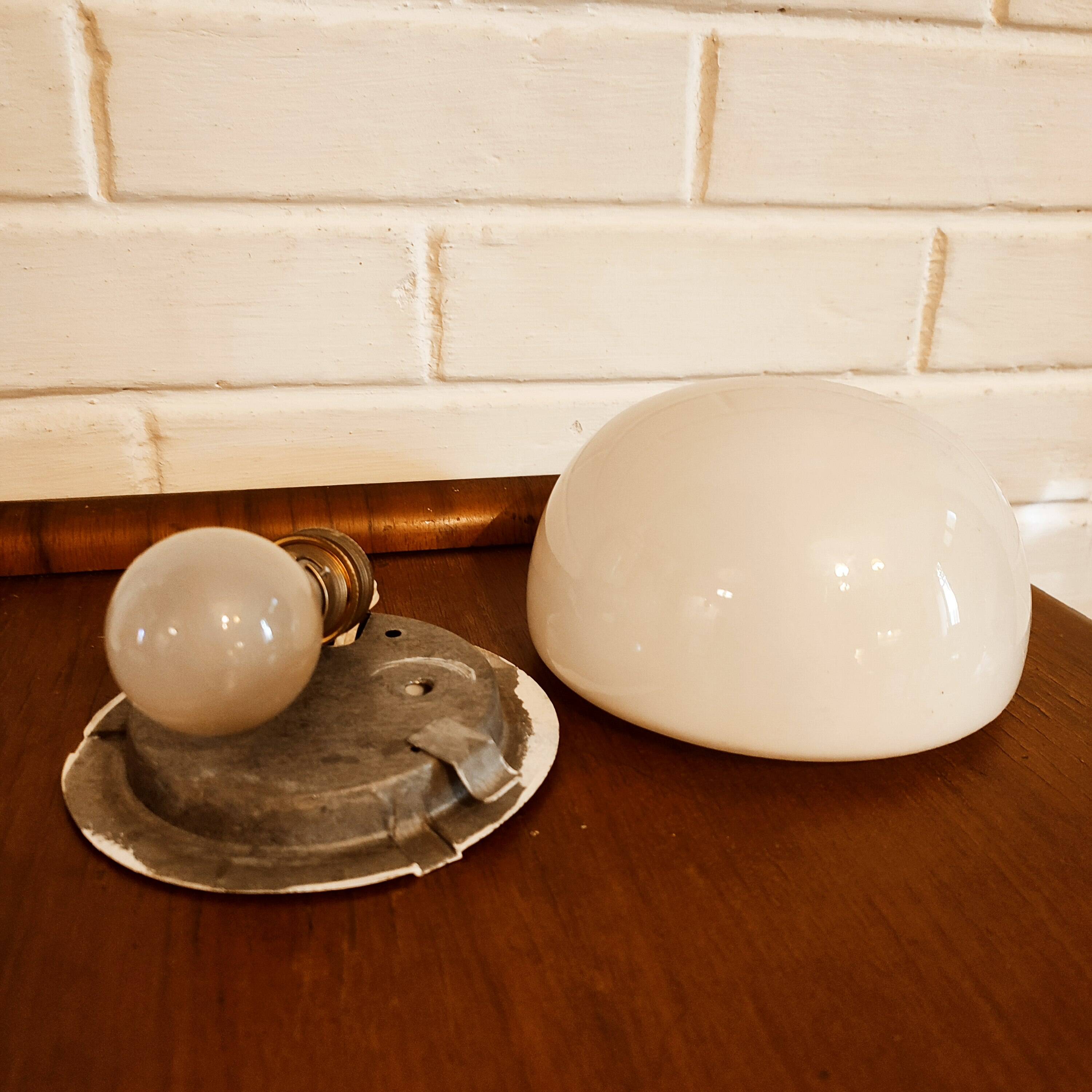 Small round opaline glass ceiling light
