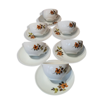 Vintage Arcopal floral pattern coffee cups