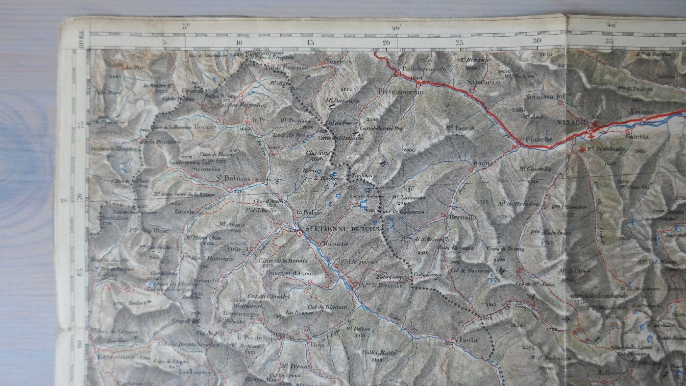Old map Nice, Saint Martin de Vésubie