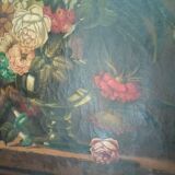 Tableau ancien Bouquet de fleurs huile sur toile nature morte 19ème siècle
