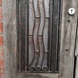 Portes doubles en bois antiques | Portes d'entrée en fer forgé et verre à bulles