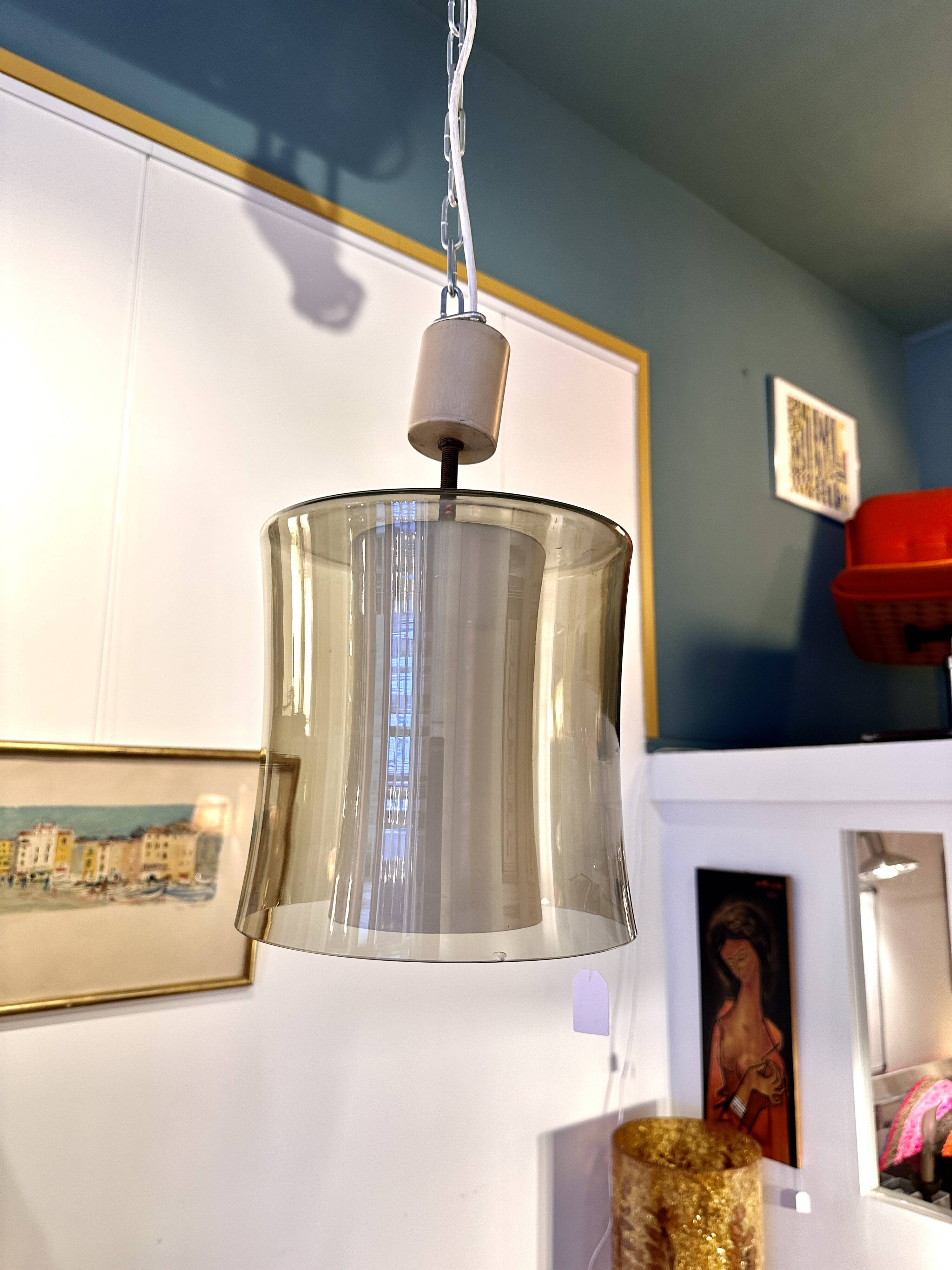 Suspension vintage verre et opaline