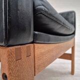 1960s, Danish lounge chair, original condition, furniture leather, solid oak wood.