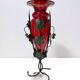 Ruby Red Murano Glass Vase with Iron Grape Vines Ascribable to Umberto Bell
