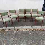 Set of 6 Scandinavian chairs green fabric