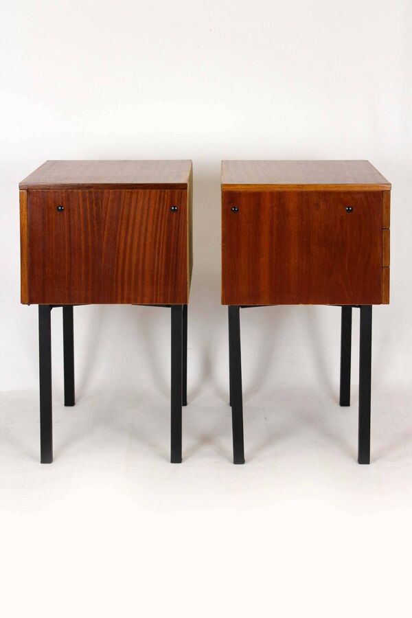 Tables de nuit en acajou tchécoslovaque de style mid-century modern par Up Závody, années 1970.