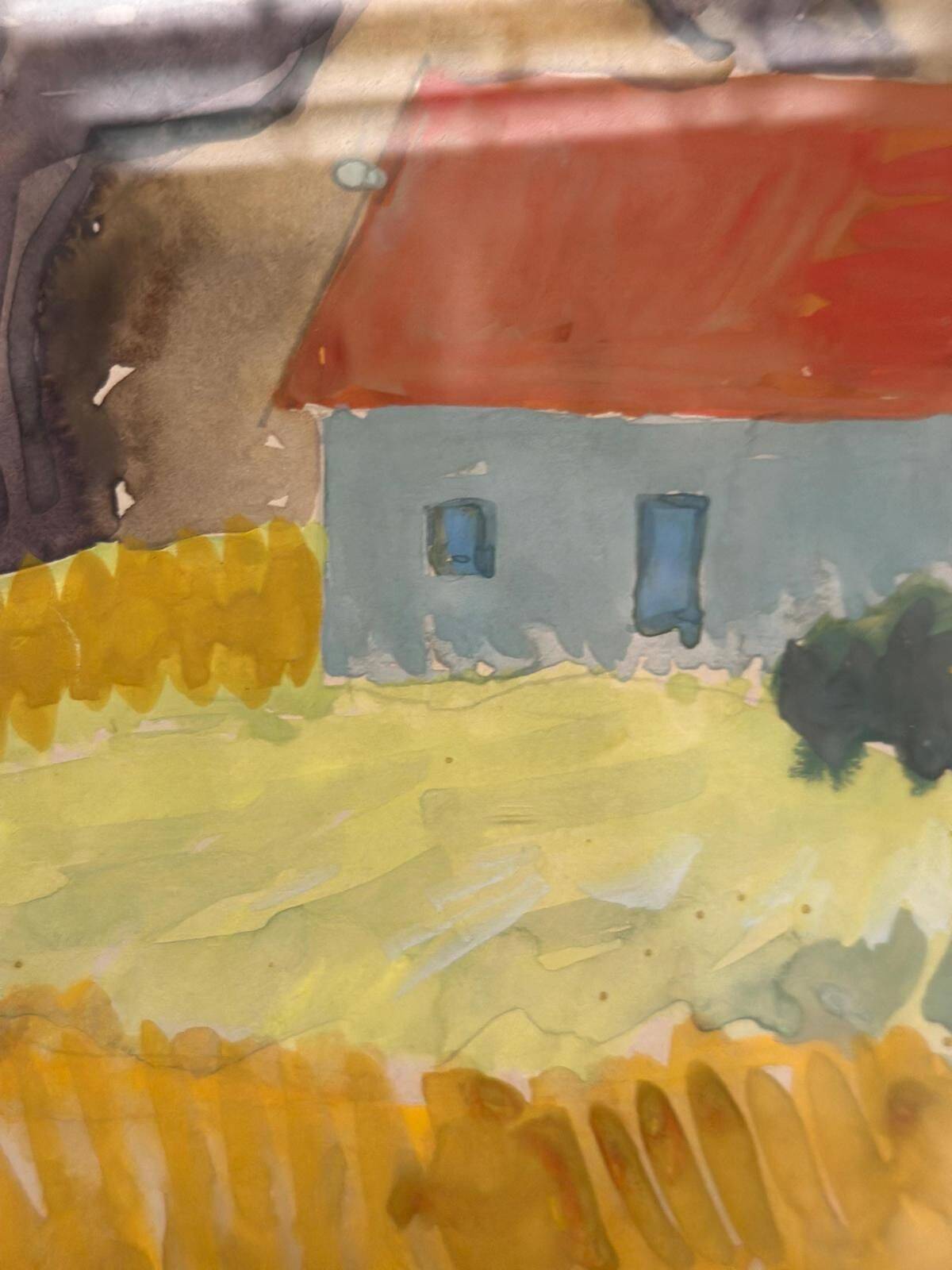 Original Swedish Water Colour – “Landscape” By Svan Grandin – Vintage & Framed – 43 × 36 Cm (16.9" × 14.2")