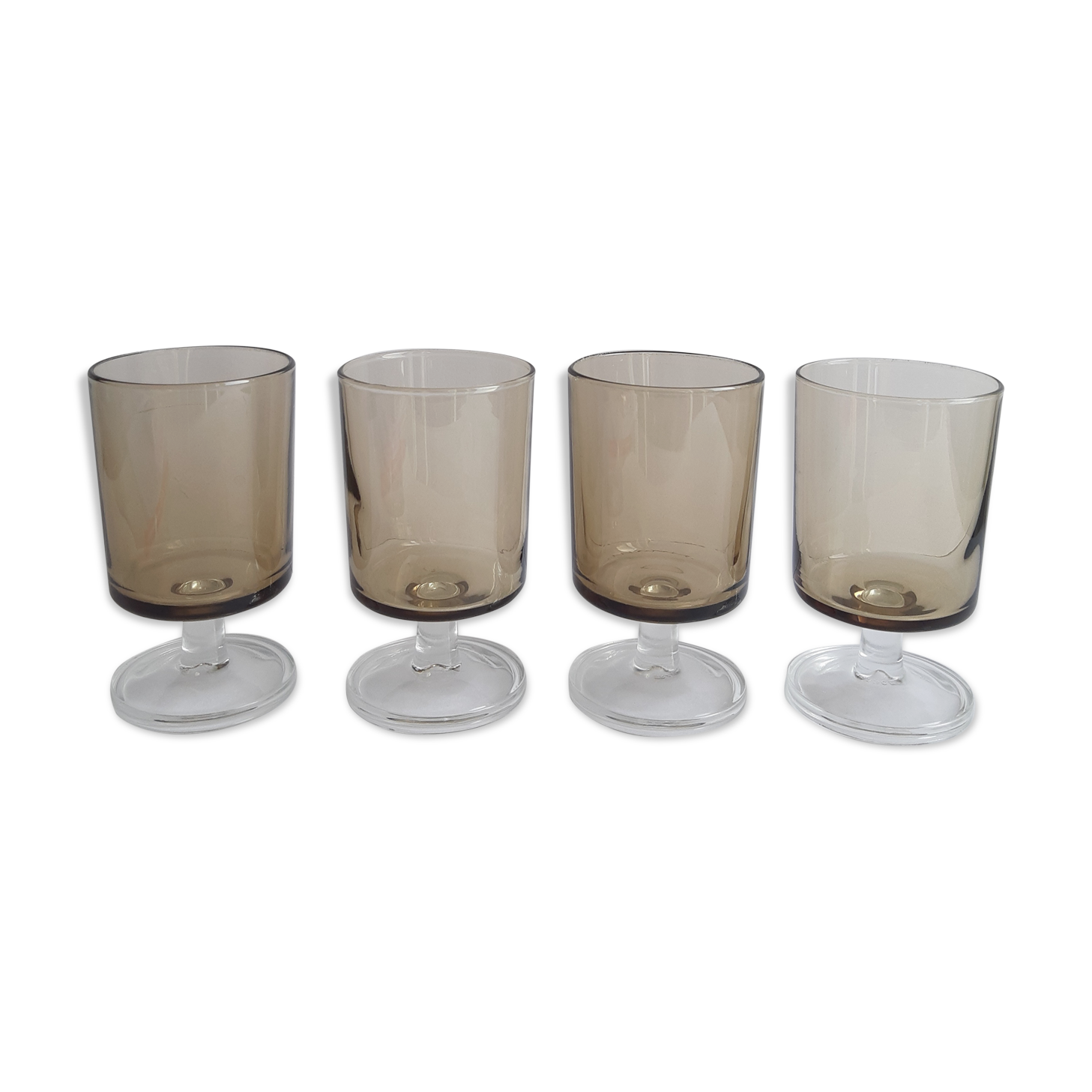 Set of 4 vintage gray foot glasses