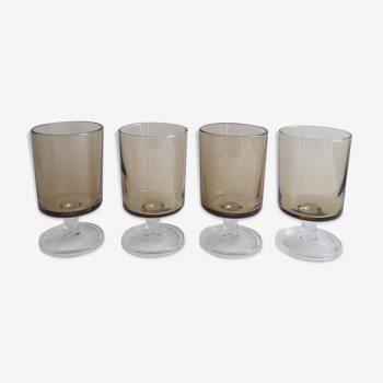 Set of 4 vintage gray foot glasses